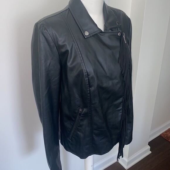 Lord & Taylor Faux Tassel Moto Leather Jacket L - Picture 2 of 9